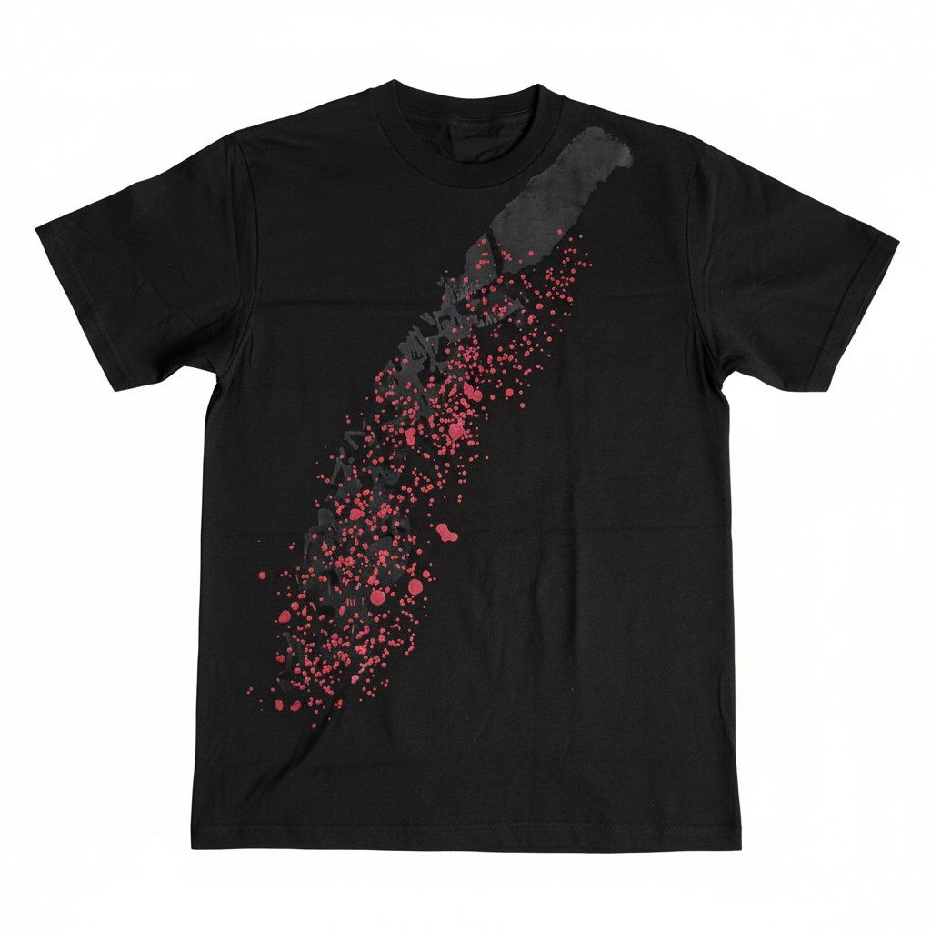 Black t-shirt flat lay product photo