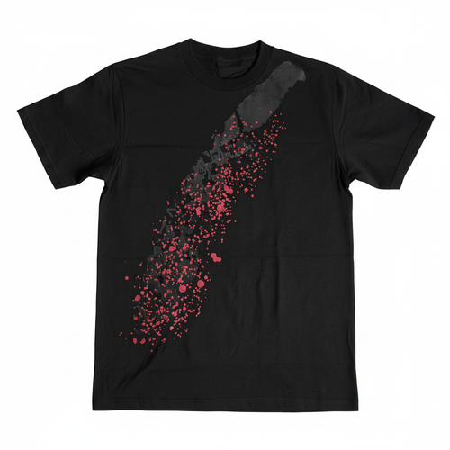 Black t-shirt flat lay product photo